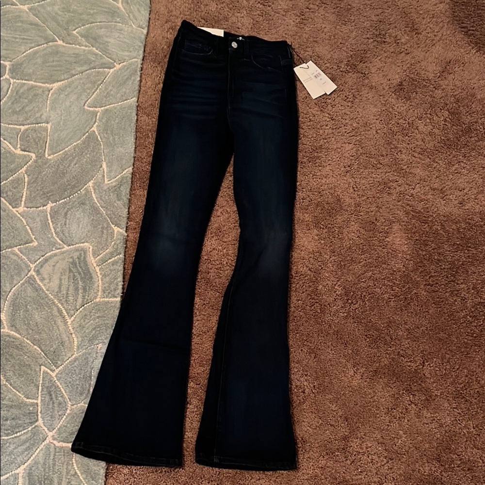 7 For All Mankind Blue Flare Wide Leg Jeans